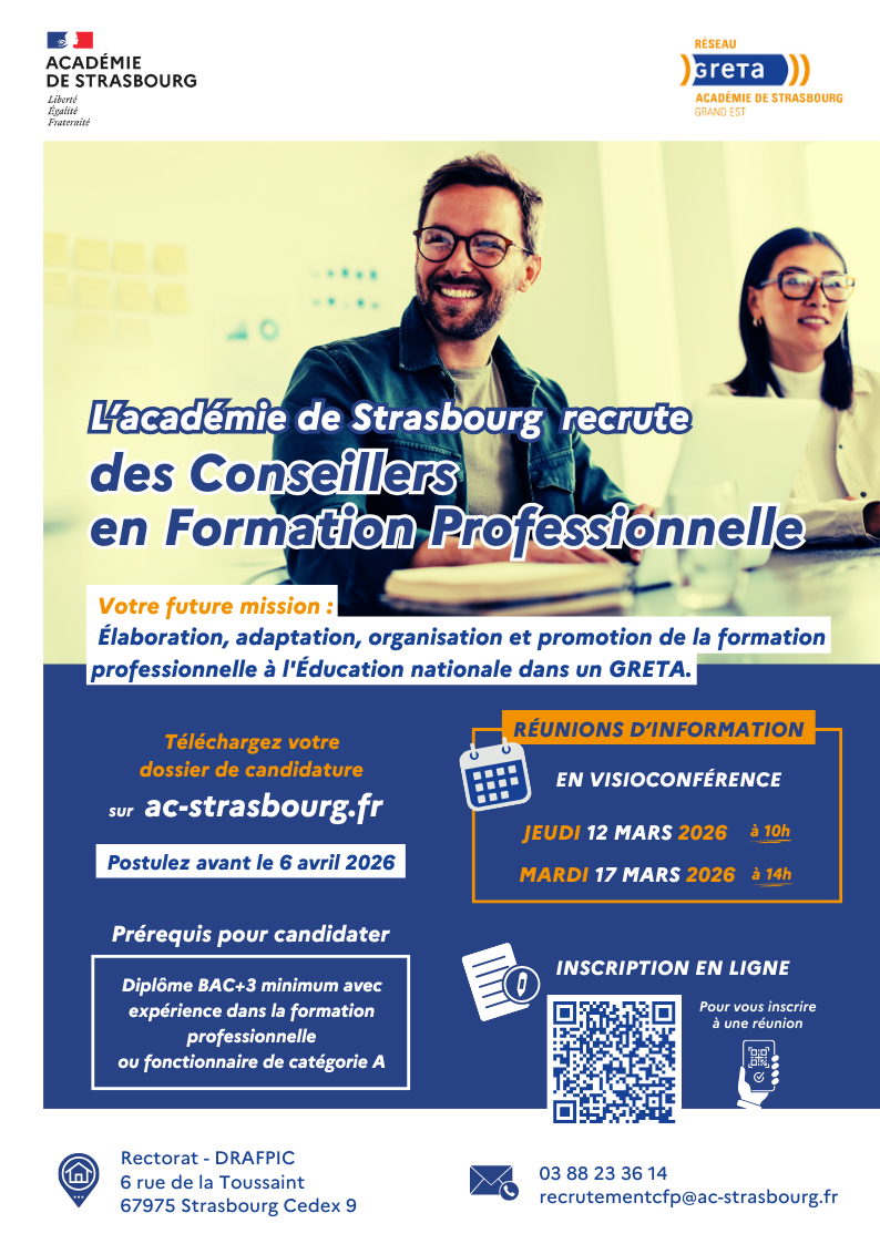 conseiller en formation professionnelle - académie de strasbourg