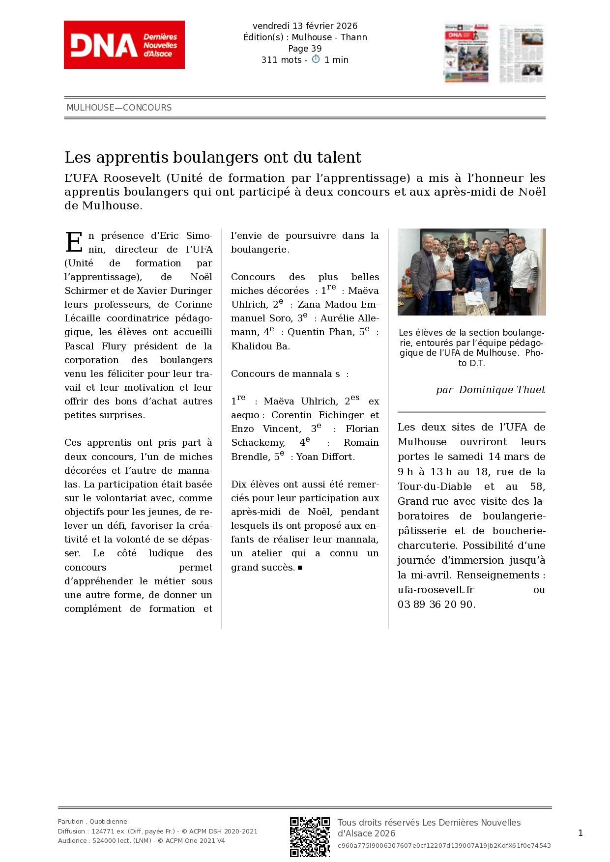 Les apprentis boulangers ont du talent